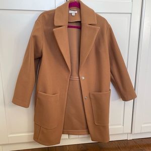 topshop tan wool-like long coat
